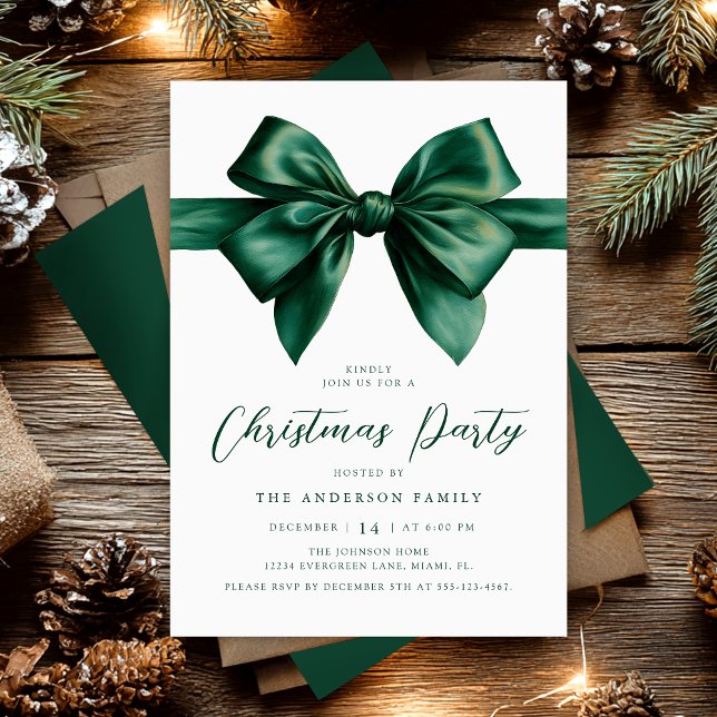 Invitation Fête de Noël verte à l'aquarelle (Créateur téléchargé)