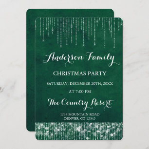 Invitation Fête de Noël verte d'annuaire de lumière de