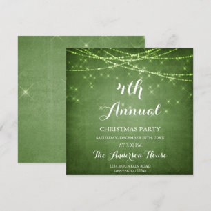 Invitation Fête de Noël verte d'annuaire de lumière de