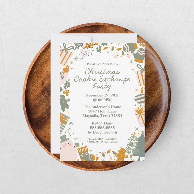 Invitation Fête de Noël Verte et Dorée (Créateur téléchargé)