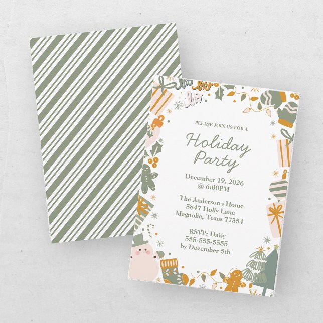 Invitation Fête de Noël Verte et Dorée (Créateur téléchargé)