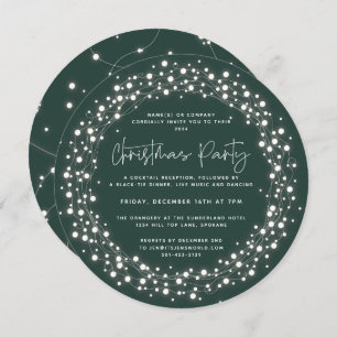 Invitation Fête de Noël verte ronde