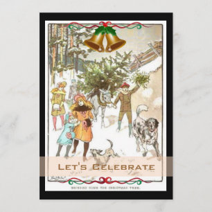 Invitation Fête de Noël victorienne vintage de vacances