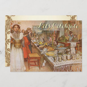 Invitation Fête de Noël Vintage Carl Larsson