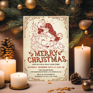 Invitation Fête de Noël vintage du Père Noël