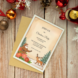 Invitation Fête de Noël Vintage Fête à la main