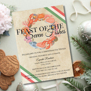 Invitation Fête de Noël Vintage : Le Festin des Sept Poissons