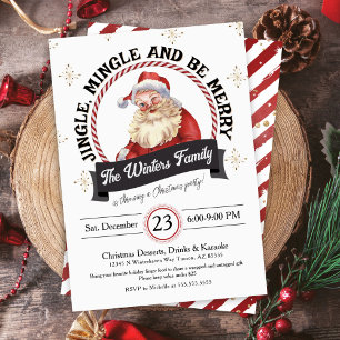 Invitation Fête de Noël Vintage Rétro Santa Holiday