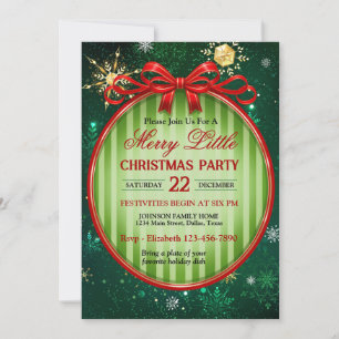 Invitation Fête de Noël vintage rouge et vert