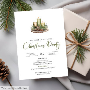 Invitation Fête de Noël vintage rouge vert aquarelle Cozy