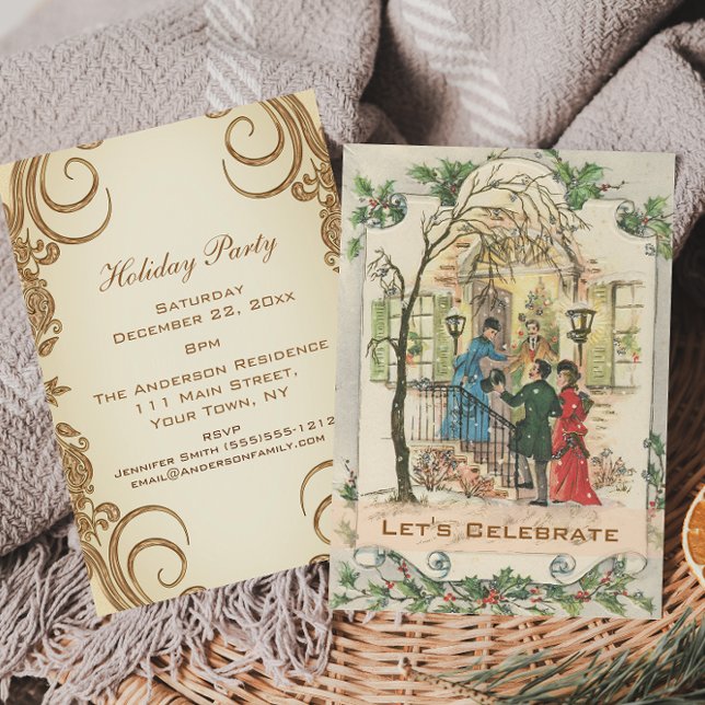 Invitation Fête de Noël vintage Victorienne (Créateur téléchargé)