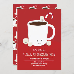 Invitation Fête de Noël virtuelle Chocolat chaud