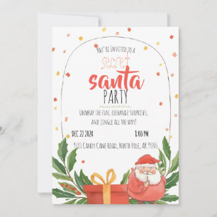 Invitation Fête de Noël Watercolor Secret Santa