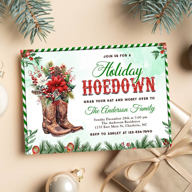 Invitation Fête de Noël Western Cowboy Hoedown (Créateur téléchargé)