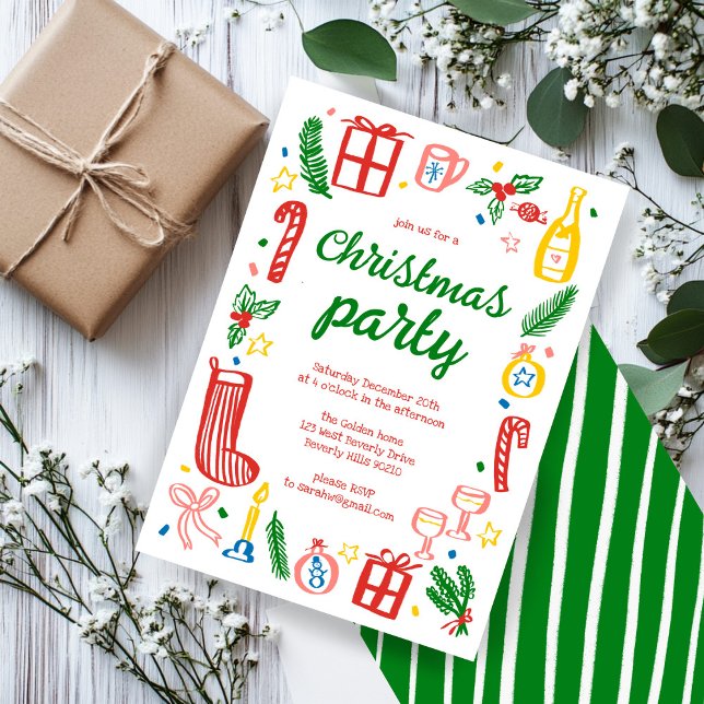 Invitation Fête de Noël Whimsical Cute Custom (Whimsical Christmas Holiday Party Cute Custom Invitation
)