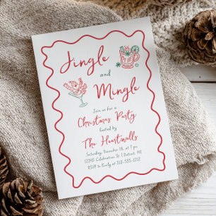 Invitation Fête de Noël Whimsical Doodle Jingle Mingle