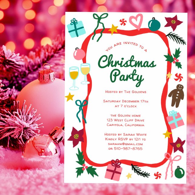 Invitation Fête de Noël Whimsical sur mesure (Quirky Whimsical Christmas CUSTOM Holiday Party Invitation
)