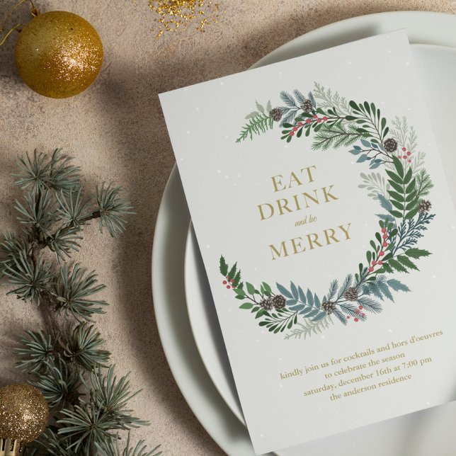 Invitation Fête de Noël Wreath (Créateur téléchargé)