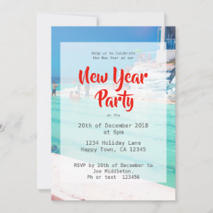 Invitation Fête de Nouvel An sur la plage