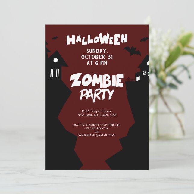 Invitation Fête de nuit Zombie, Fête d'Halloween Octobre (Debout devant)