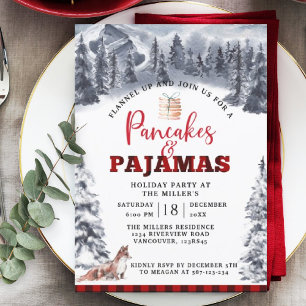 Invitation Fête de Pancakes et Pajama Holiday, Rustic