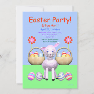 Invitation Fête de Pâques agneau et œufs