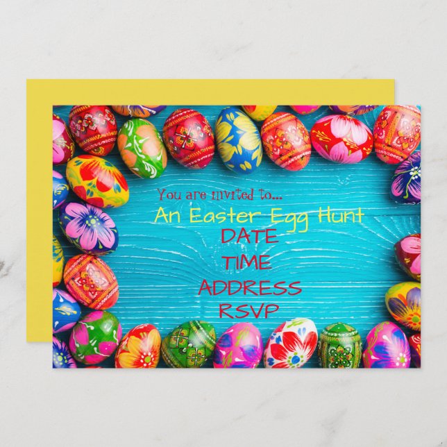 Invitation Fête de Pâques de chasse aux oeufs (Devant / Derrière)