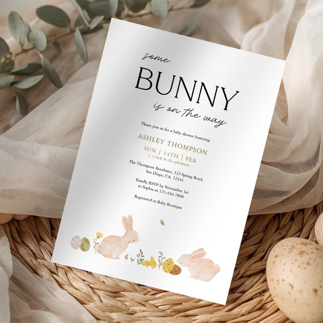 Invitation Fête de Pâques de printemps pour bébé Somebunny (Créateur téléchargé)