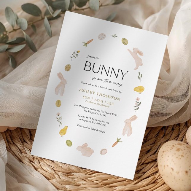 Invitation Fête de Pâques de printemps pour bébé Somebunny (Créateur téléchargé)