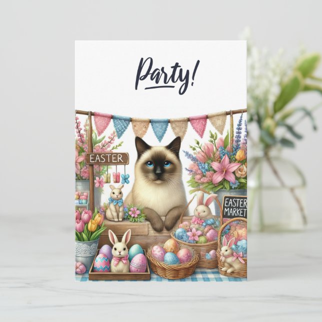 Invitation Fête de Pâques pour Amoureux de les chats (Debout devant)