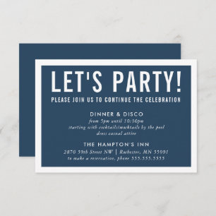 Invitation FÊTE DE PARTI INFO simple bloc moderne marine