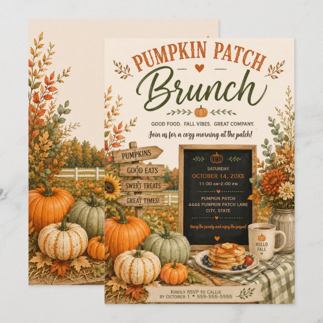 Invitation Fête de Patch de Citrouille Rustique d'Automne  (Devant / Derrière)