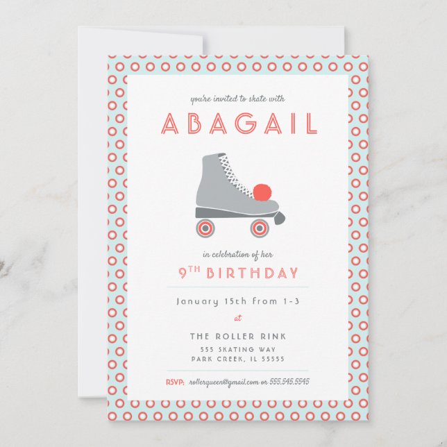 Invitation Fête de patin à roulettes (Devant)
