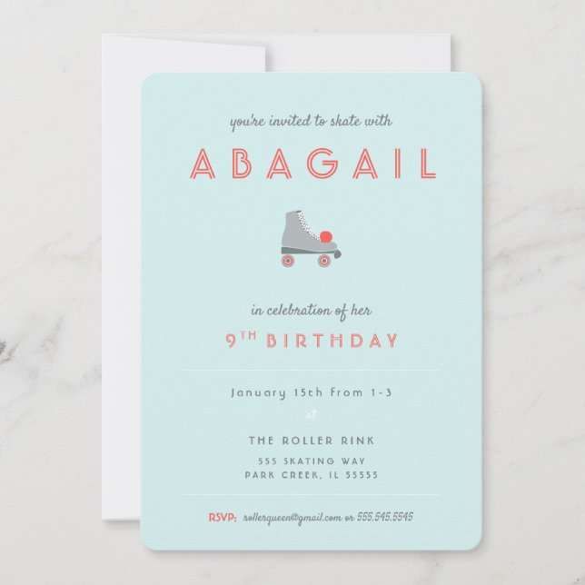 Invitation Fête de patin à roulettes (Devant)