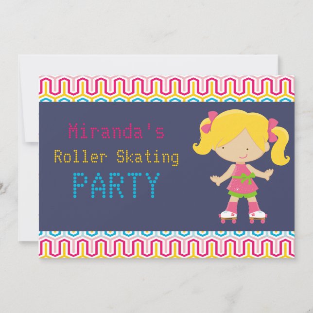 Invitation Fête de patinage à roulettes rétro-blond (Devant)