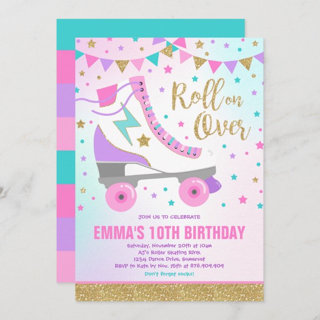 Invitation Fête de patinage artistique (Devant / Derrière)