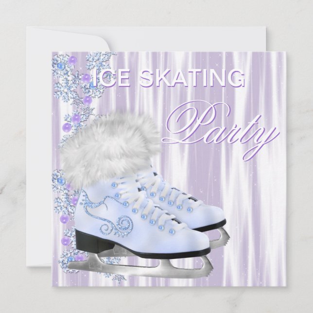 Invitation Fête de patinage sur glace (Devant)
