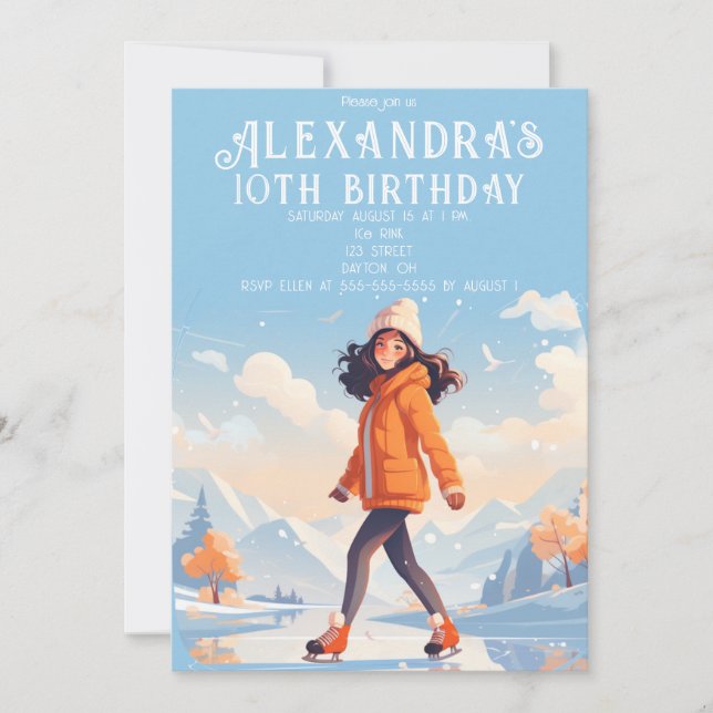 Invitation Fête de patinage sur glace d'hiver (Devant)