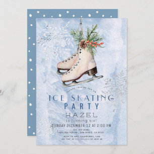 Invitation Fête de patinage sur glace Flocon de neige congelé