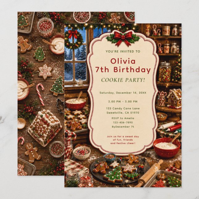 Invitation Fête de pâtisserie de Noël (Devant / Derrière)