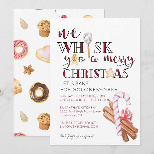 Invitation Fête de pâtisserie de Noël (Devant / Derrière)