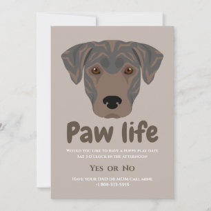 Invitation Fête de patte de chien chiot mignon
