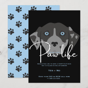 Invitation Fête de patte de chien chiot mignon