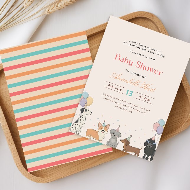 Invitation Fête de Patte de Compagnon à l'Aquarelle Bébé Chie (Créateur téléchargé)