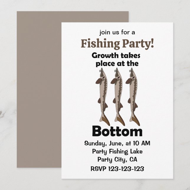 Invitation Fête de pêche au poisson esturgeon fond marin (Devant / Derrière)