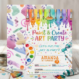 Invitation Fête de peinture et de création d'art Anniversaire