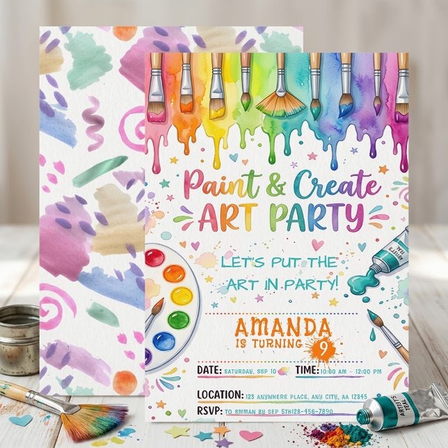 Invitation Fête de peinture et de création d'art Anniversaire (Créateur téléchargé)
