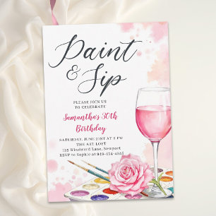 Invitation Fête de peinture et de dégustation de vin Annivers