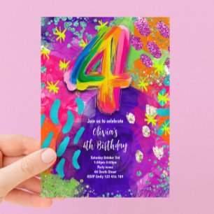 Invitation Fête de peinture pour 4ème anniversaire