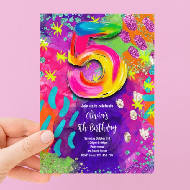 Invitation Fête de peinture pour le 5ème anniversaire (Créateur téléchargé)